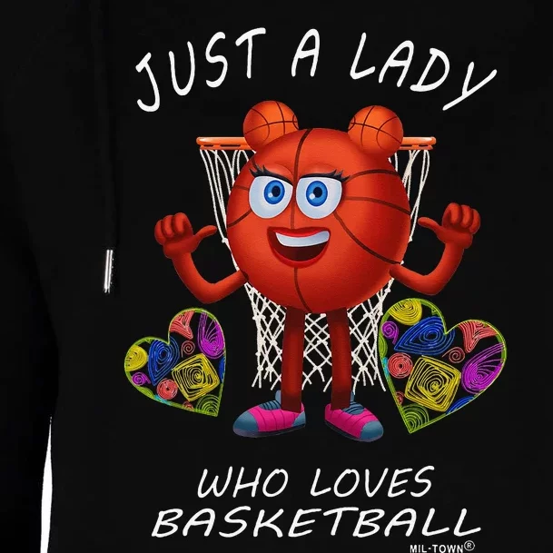 Just a Lady Who Loves Basketball Womens Funnel Neck Pullover Hood