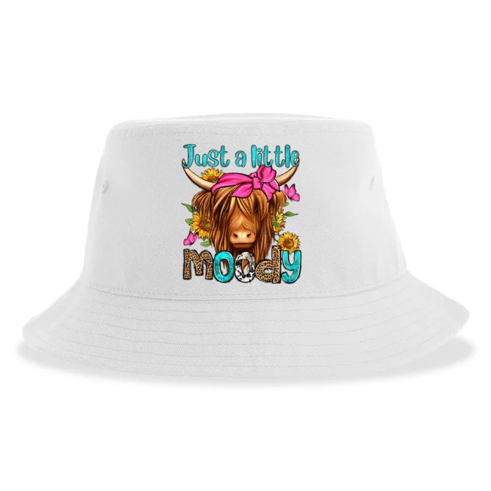 Just A Little Moody Cute Highland Cows Lover Sustainable Bucket Hat