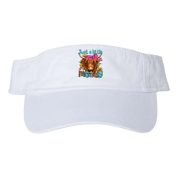 Just A Little Moody Cute Highland Cows Lover Valucap Bio-Washed Visor