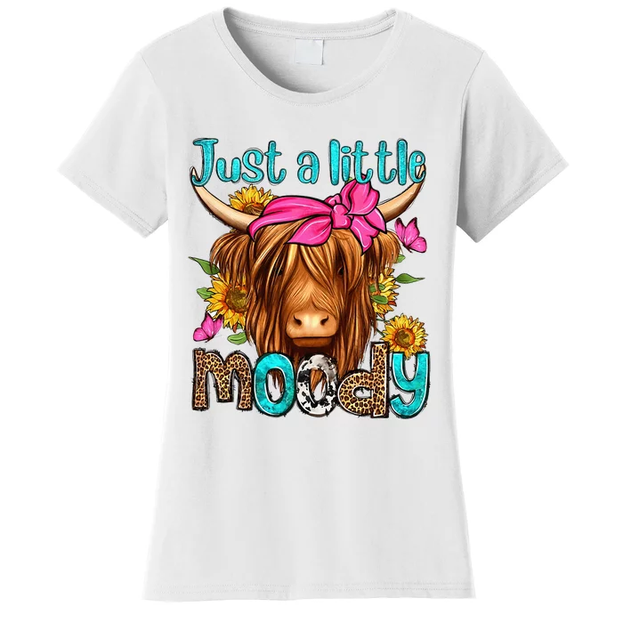 Just A Little Moody Cute Highland Cows Lover Women's T-Shirt