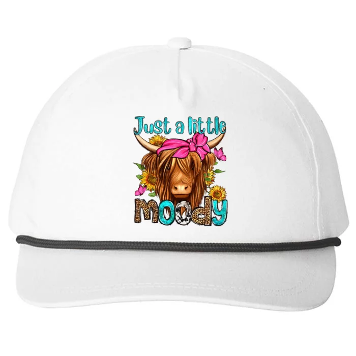 Just A Little Moody Cute Highland Cows Lover Snapback Five-Panel Rope Hat