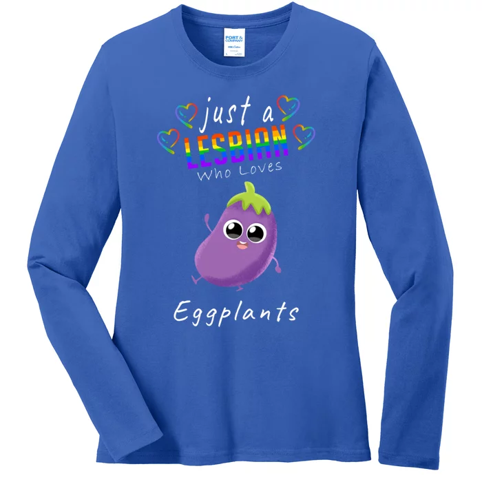 Just A Lesbian Who Loves Eggplants Pride Lgbt Lesbian Gift Ladies Long Sleeve Shirt