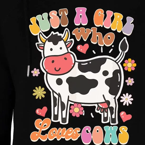 Just A Loves Cows Groovy Cow Lover Country Farm Life Womens Funnel Neck Pullover Hood