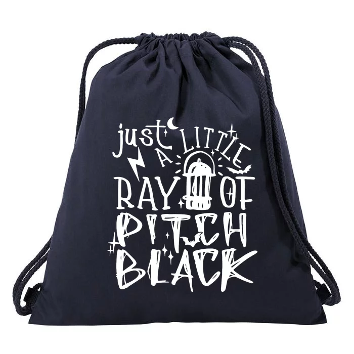 Just A Little Ray Of Pitch Black Drawstring Bag