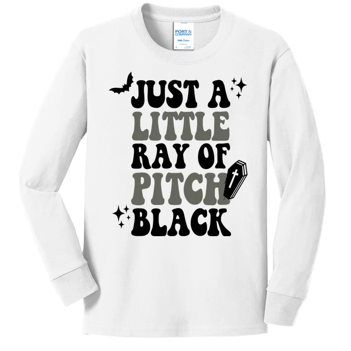 Just A Little Ray Of Pitch Black Halloween Kids Long Sleeve Shirt