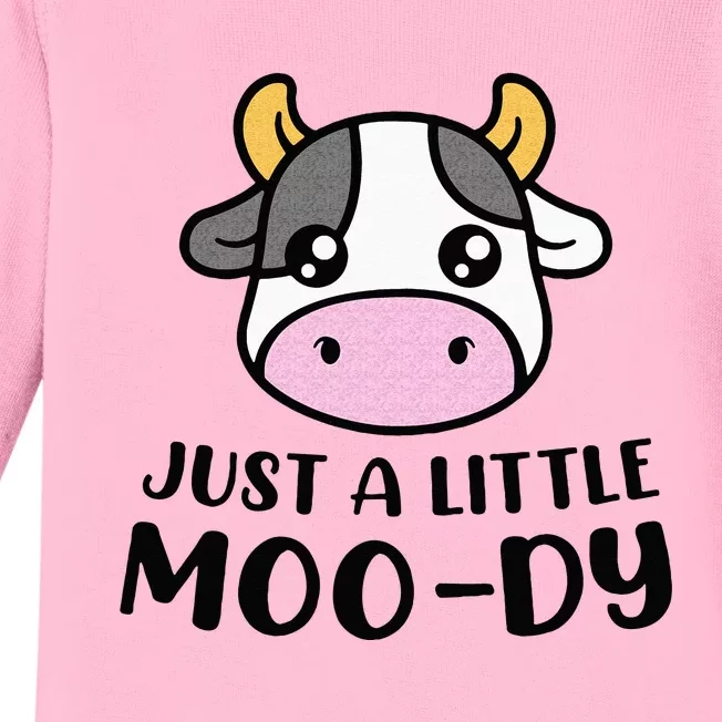 Just A Little MooDy Cute Cow Lover Farmer Animal Lovers Baby Long Sleeve Bodysuit