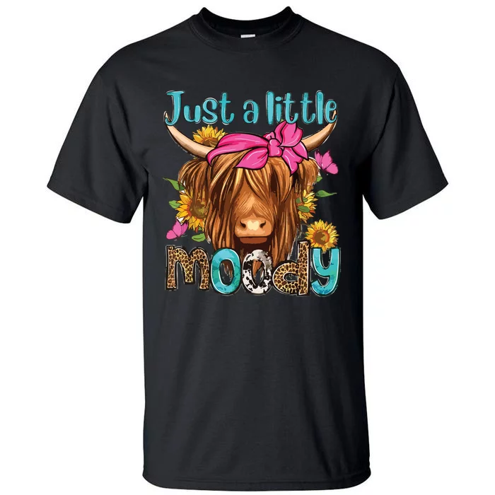 Just A Little Moody Cute Highland Cows Lover Easter Day Tall T-Shirt