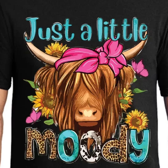 Just A Little Moody Cute Highland Cows Lover Easter Day Pajama Set