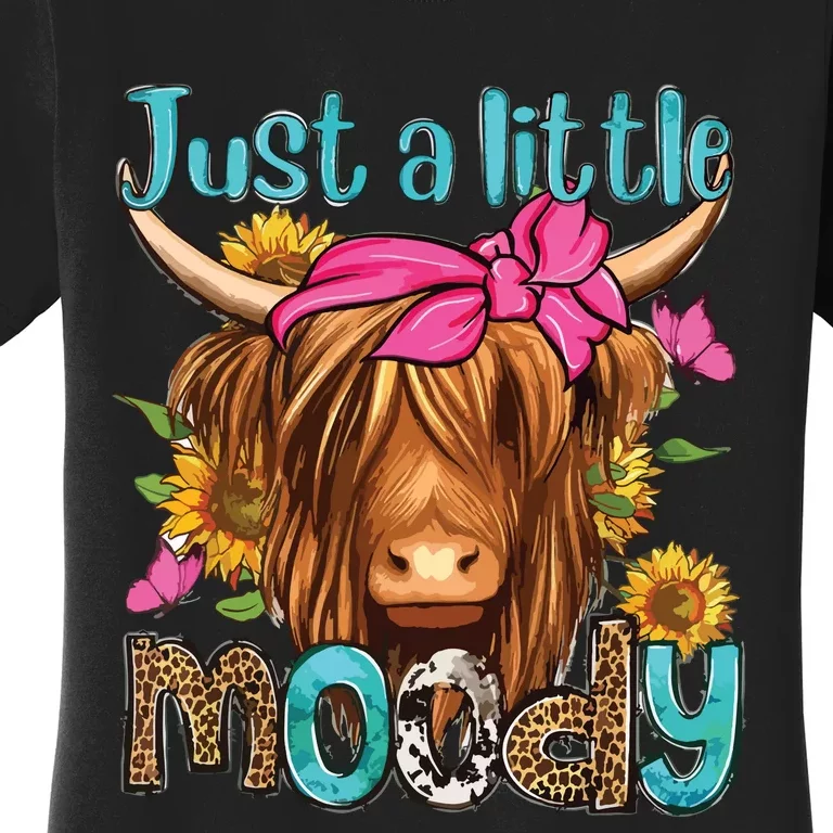 Just A Little Moody Cute Highland Cows Lover Easter Day Women's T-Shirt