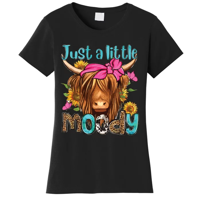 Just A Little Moody Cute Highland Cows Lover Easter Day Women's T-Shirt