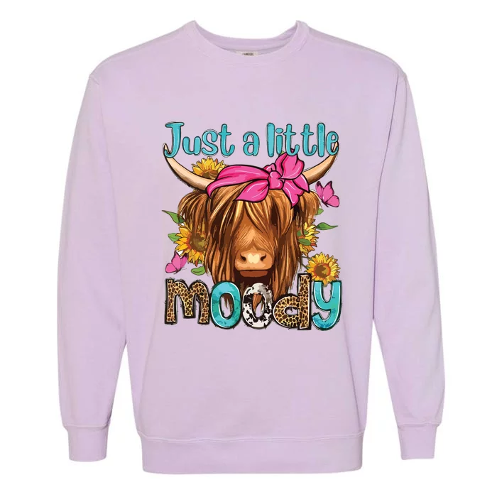 Just A Little Moody Cute Highland Cows Lover Easter Day Garment-Dyed Sweatshirt