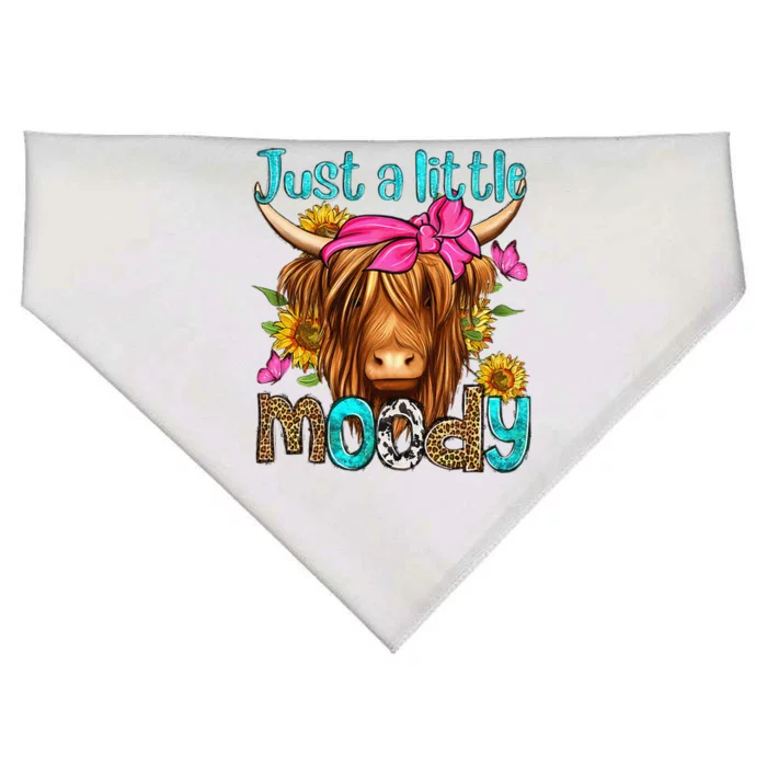 Just A Little Moody Cute Western Highland Cows Lover Farming USA-Made Doggie Bandana