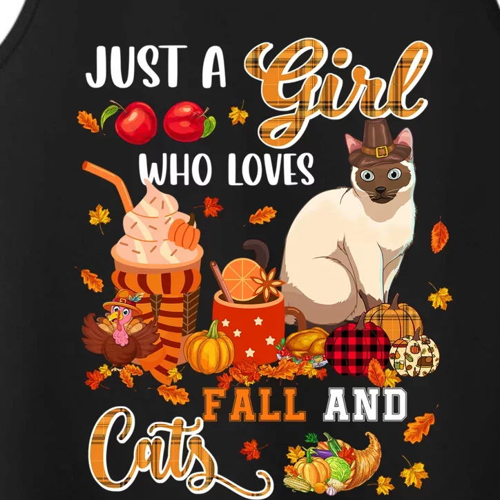 Just A Loves Fall And Cats Thanksgiving Cat Turkey Cute Gift Performance Tank