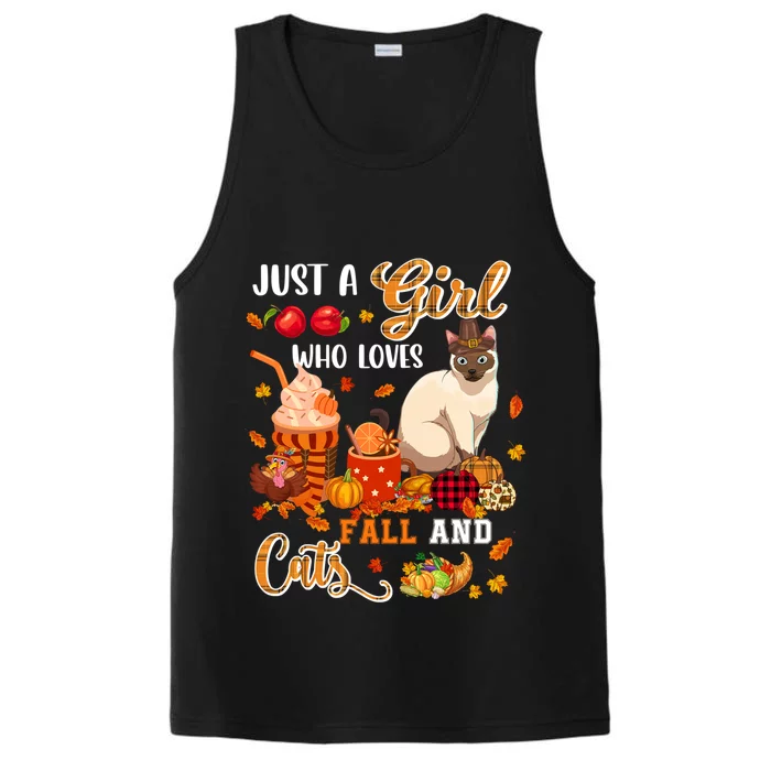 Just A Loves Fall And Cats Thanksgiving Cat Turkey Cute Gift Performance Tank