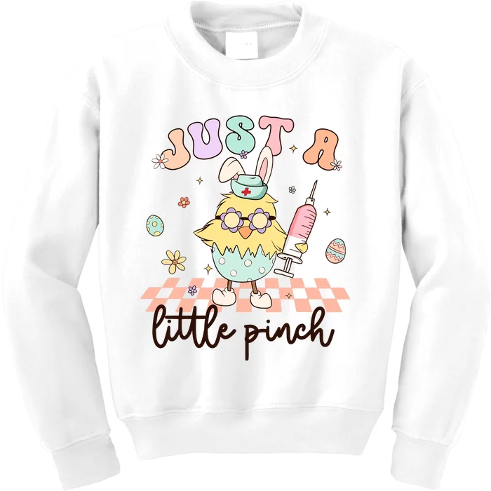 Just A Little Pinch RN L&D Easter Day Nurse Cute Chicken Kids Sweatshirt