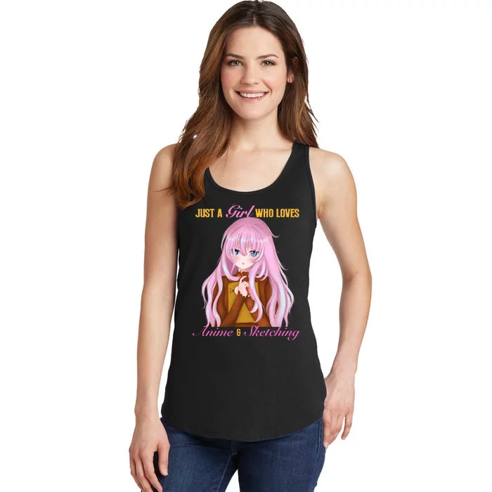 Just A Loves Anime And Sketching Ladies Essential Tank