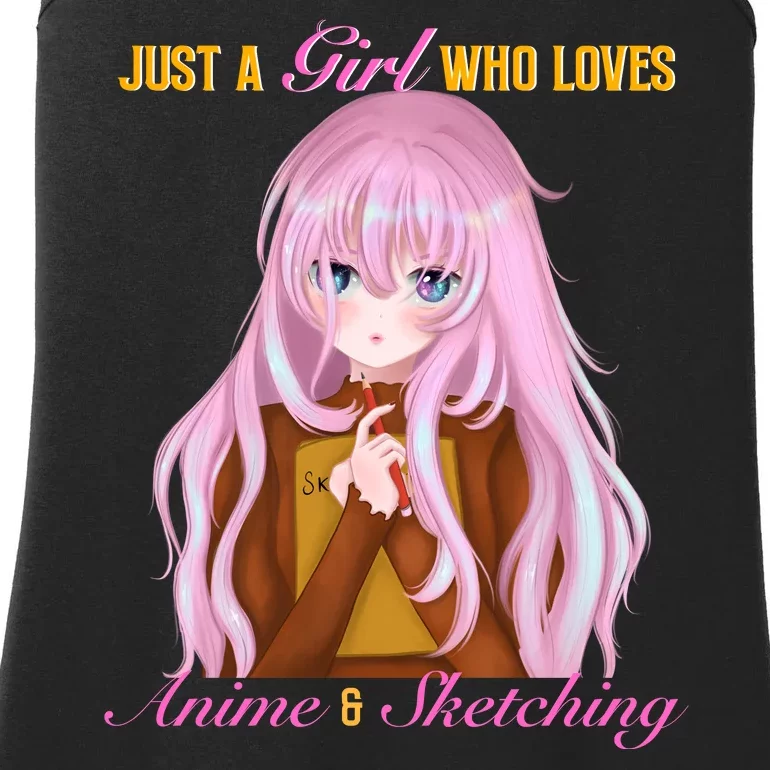 Just A Loves Anime And Sketching Ladies Essential Tank