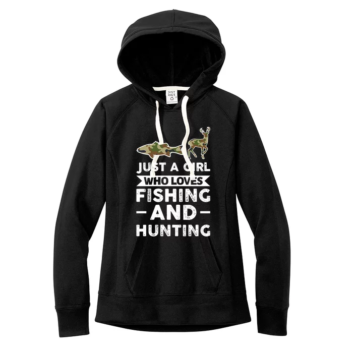 Just A Loves Fishing And Hunting Hunter Meaningful Gift Women's Fleece Hoodie