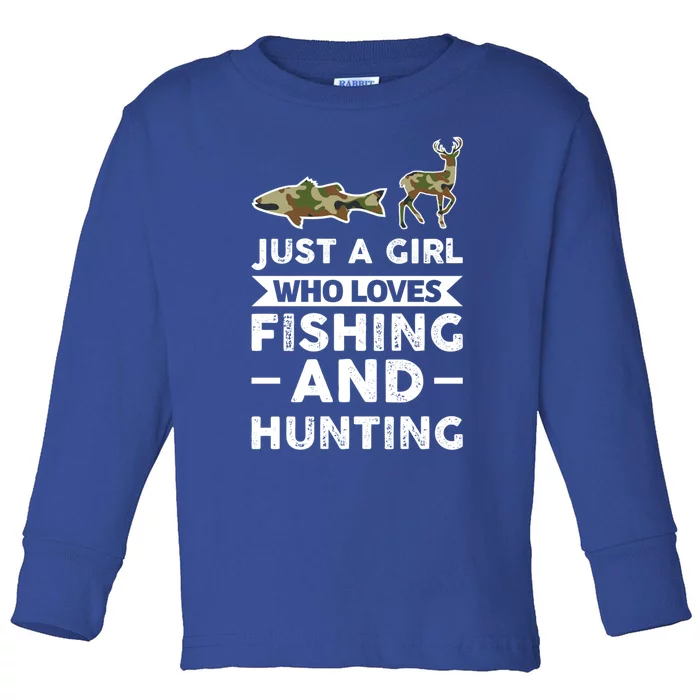 Just A Loves Fishing And Hunting Hunter Meaningful Gift Toddler Long Sleeve Shirt