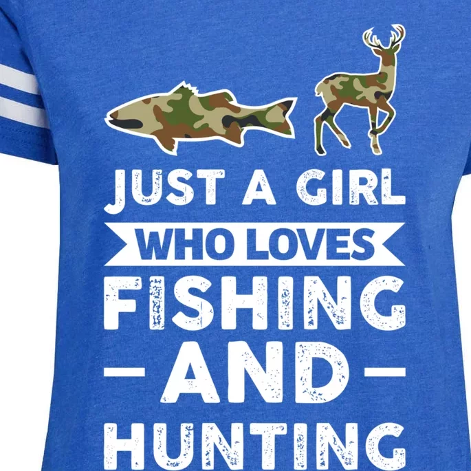 Just A Loves Fishing And Hunting Hunter Meaningful Gift Enza Ladies Jersey Football T-Shirt