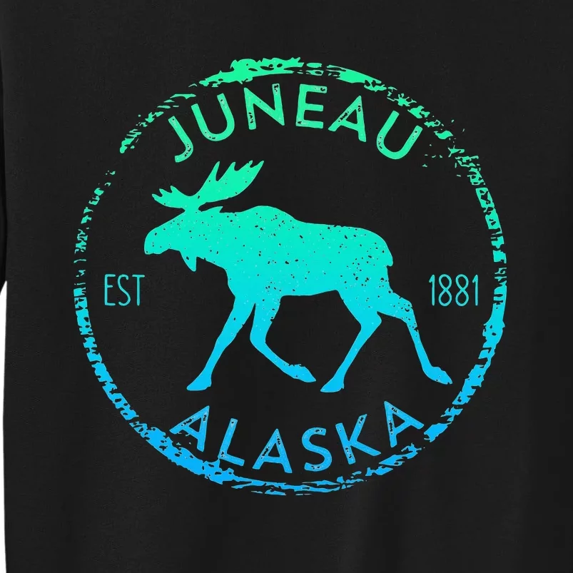 Juneau Alaska Moose Gradient Distressed Souvenir Sweatshirt