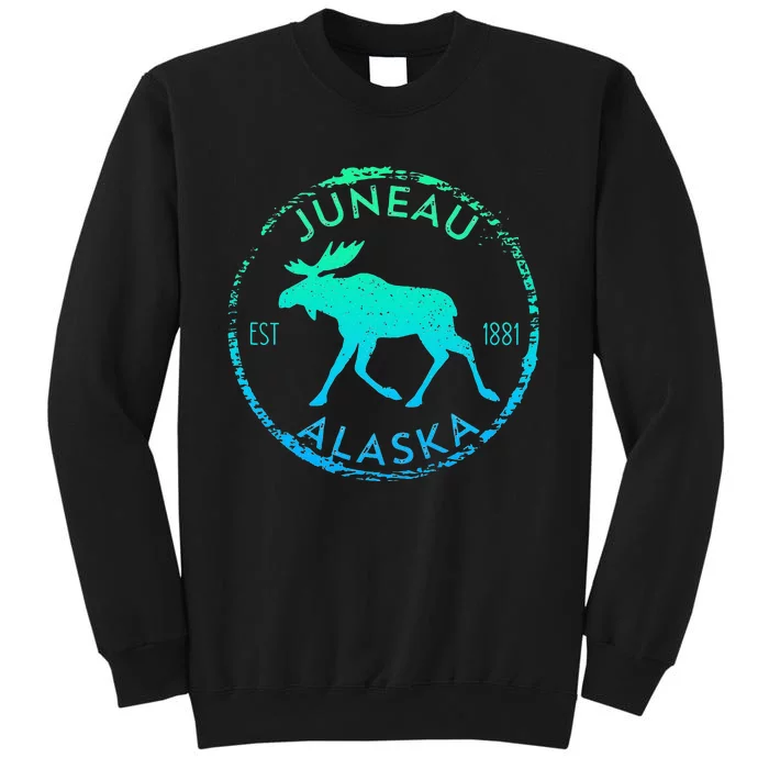 Juneau Alaska Moose Gradient Distressed Souvenir Sweatshirt