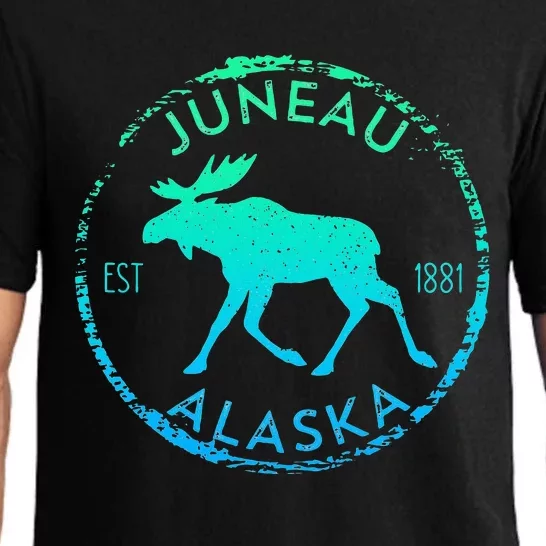 Juneau Alaska Moose Gradient Distressed Souvenir Pajama Set