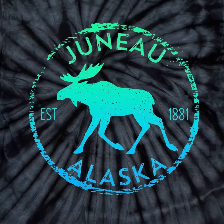 Juneau Alaska Moose Gradient Distressed Souvenir Tie-Dye T-Shirt