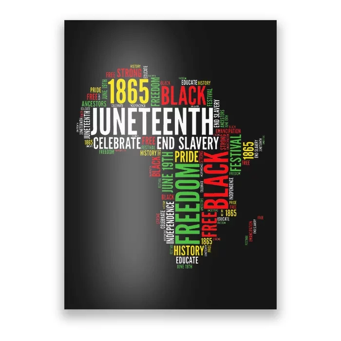 Juneteenth Africa Map Word Art Black Pride Juneteenth Poster