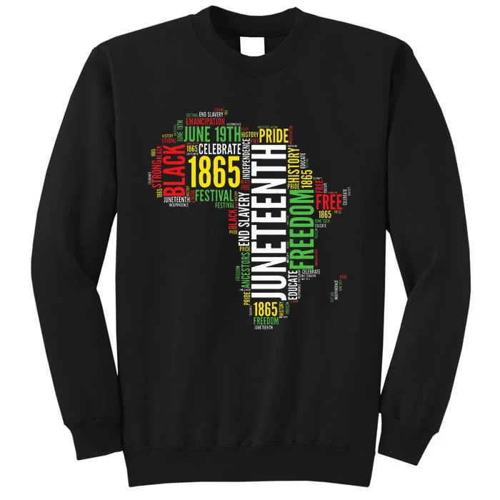 Juneteenth Africa Map Word Art Black Pride Juneteenth Tall Sweatshirt