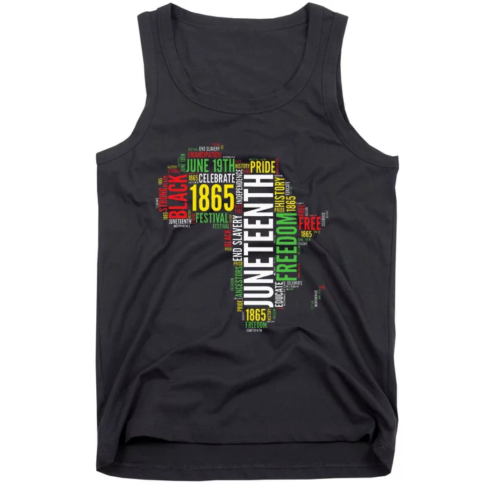 Juneteenth Africa Map Word Art Black Pride Juneteenth Tank Top