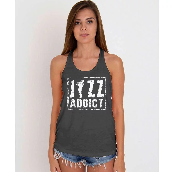 Jazz Addict Musician Music Trumpet Trombone Guitar Player Women's Knotted Racerback Tank