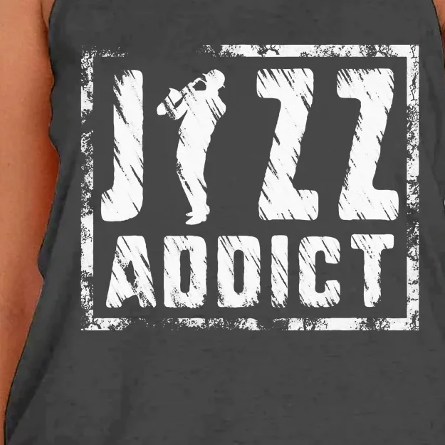 Jazz Addict Musician Music Trumpet Trombone Guitar Player Women's Knotted Racerback Tank