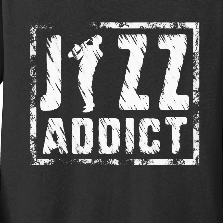 Jazz Addict Musician Music Trumpet Trombone Guitar Player Kids Long Sleeve Shirt