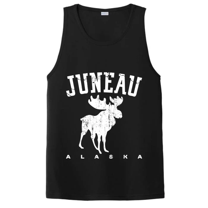 Juneau Alaska Moose Family Hiking Camping Trip Retro Vintage Gift Performance Tank