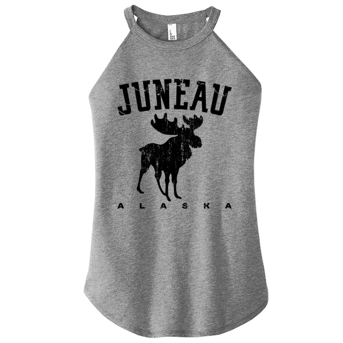 Juneau Alaska Moose Family Hiking Camping Trip Retro Vintage Gift Women’s Perfect Tri Rocker Tank