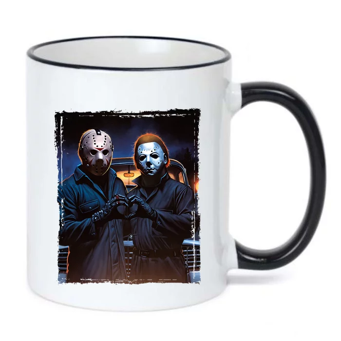 Jason And Myers Halloween Heart Hands Horror Character Black Color Changing Mug