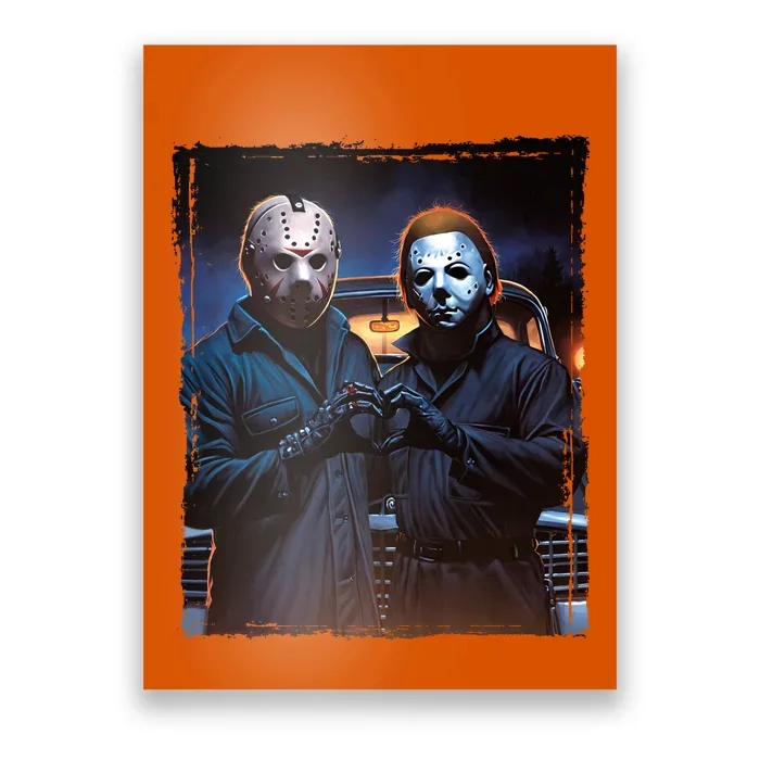 Jason And Myers Halloween Heart Hands Horror Character Poster