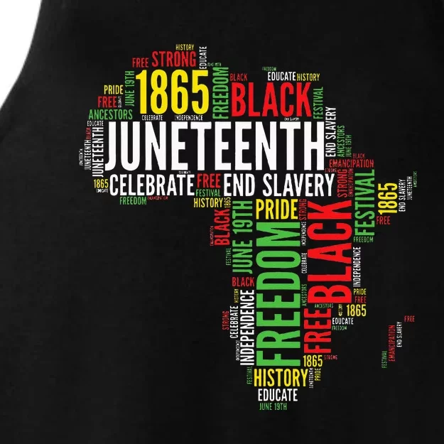 Juneteenth Africa Map Word Art Black Pride Juneteenth Ladies Tri-Blend Wicking Tank