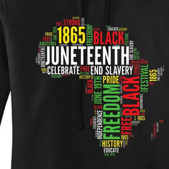 Juneteenth Africa Map Word Art Black Pride Juneteenth Women's Pullover Hoodie