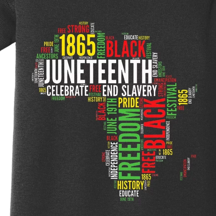 Juneteenth Africa Map Word Art Black Pride Juneteenth Baby Bodysuit