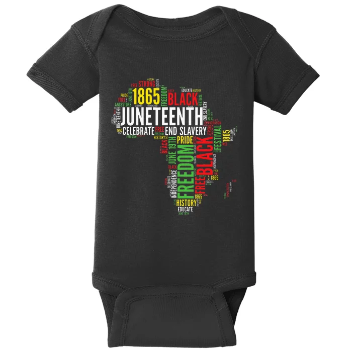 Juneteenth Africa Map Word Art Black Pride Juneteenth Baby Bodysuit