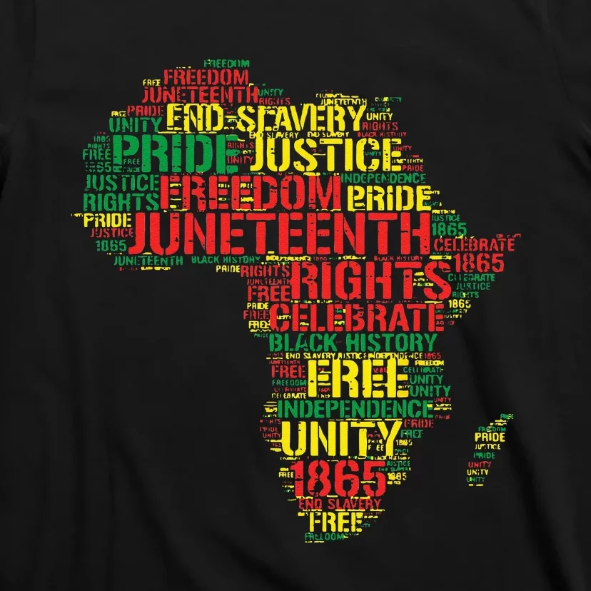 Junenth Africa Map Words June 19th 1865 Men Women Kids T-Shirt