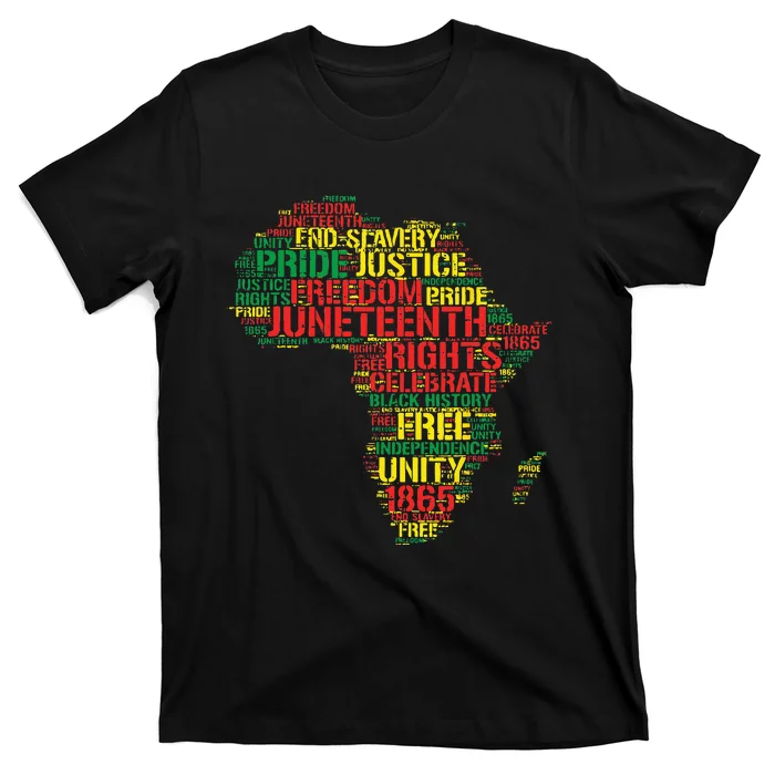 Junenth Africa Map Words June 19th 1865 Men Women Kids T-Shirt