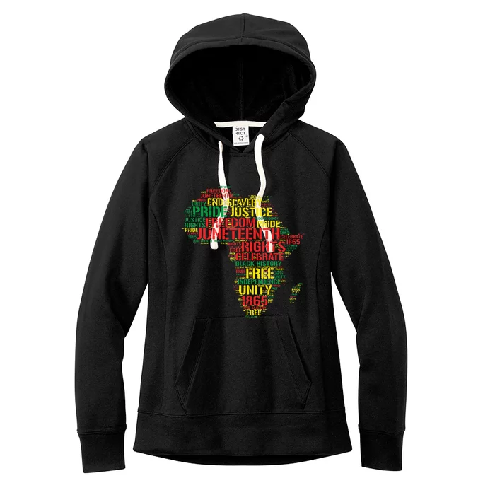 Junenth Africa Map Words June 19th 1865 Men Women Kids Women's Fleece Hoodie