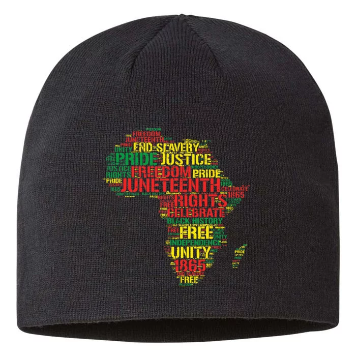 Junenth Africa Map Words June 19th 1865 Men Women Kids 8 1/2in Sustainable Knit Beanie