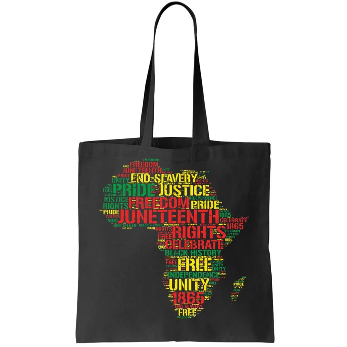 Junenth Africa Map Words June 19th 1865 Men Women Kids Tote Bag