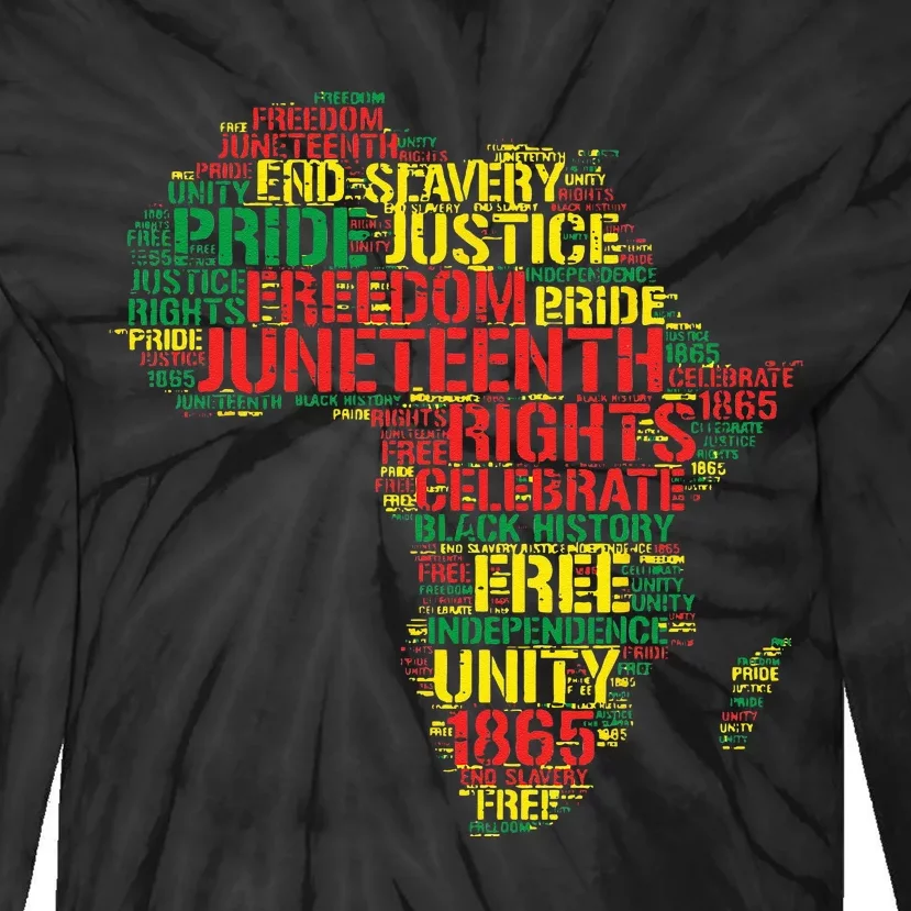 Junenth Africa Map Words June 19th 1865 Men Women Kids Tie-Dye Long Sleeve Shirt