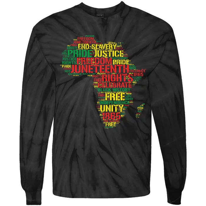 Junenth Africa Map Words June 19th 1865 Men Women Kids Tie-Dye Long Sleeve Shirt