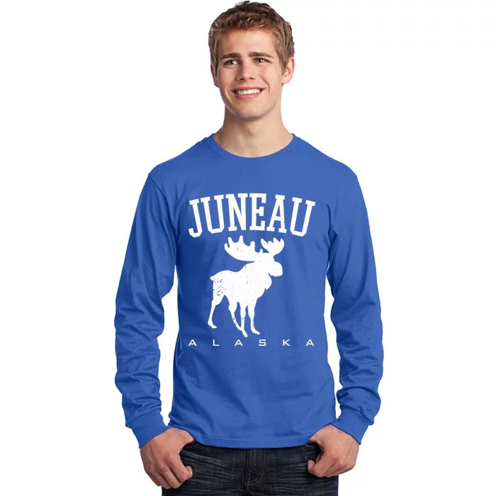 Juneau Alaska Moose Family Hiking Camping Trip Retro Vintage Funny Gift Tall Long Sleeve T-Shirt